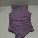 Chunpin Women's Mock Neck Mesh Sleeveless Bodysuit Ruched Going Out Tops Thong Body Suits, S