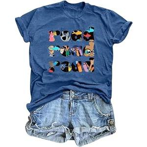 Read Shirts for Women Book Lover Tshirt Gift Funny Teacher Reading Graphic Short Sleeve Tee Tops Darkblue, M