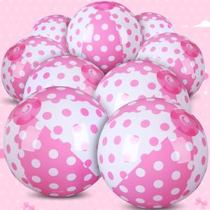 Leyndo Hollowfly 12 Pack Themed Beach Ball 7.87" Bulk for Summer Pool and Beach Game Gifts and Birthday Party Supplies and End of The Year Class Party Decorations Favor (Pink, White)