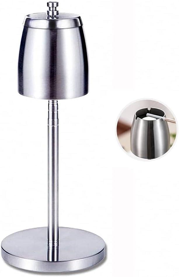 Stainless Steel Ashtrays with Lid Adjustable Floor Standing Home Ashtrays Indoor/Outdoor Windproof/Rainproof Smokeless Covered Ashtrays Suitable for Patio, Home & Office Decoration (Adjustable)