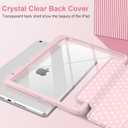 for iPad 9th 8th 7th Generation 10.2 Inch 2021 2020 2019 Case -[Built-in Pencil Holder], Shockproof Clear Hard Back, Slim Trifold Stand, Auto Wake/Sleep, for Girls teen Women, Pink white dot