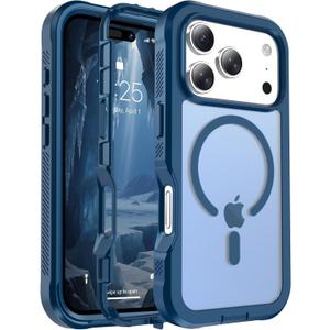 Magnetic for iPhone 17 Pro Case, [Compatible with MagSafe][Military Grade Drop Protection][Heavy Duty Protection][Non-Slip][Shockproof] 2-Layer Durable Bumper Phone Casee 6.3''-Deep Blue