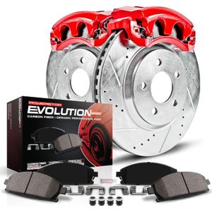 Power Stop Brake Kit For Toyota Tundra Sequoia Caliper Casting #13WL - Z23 Daily Driver Front Caliper Kit, Drilled and Slotted Brake Rotors, Carbon-Fiber Ceramic Brake Pads Replacement, KC2324