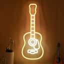 Acoustic Guitar Neon Light, Dimmable LED Guitar Neon Wall Sign USB Powered, Decorations for Bedroom Living Room Man Cave Music Studio, Gift for Guitar Players Guitarists Music Lovers