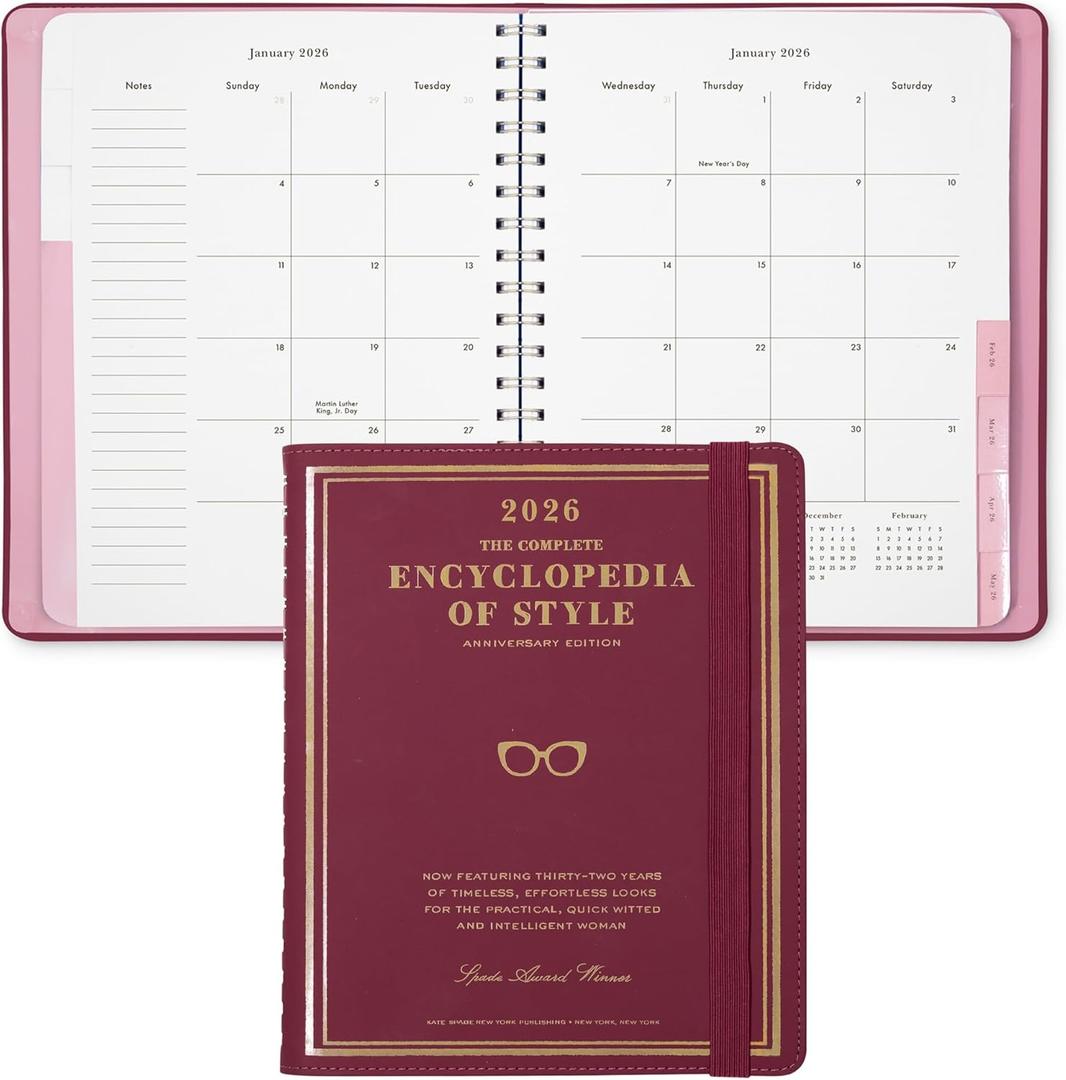 kate spade new york 2026 Large Weekly & Monthly Planner, 12 Month Soft Cover Agenda Dated January 2026-December 2026, Cute Planner with Stickers & Spiral Binding (Encyclopedia of Style)