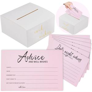 Bridal Shower Games Advice and Wishes Cards Wedding Shower Games Wedding Advice Cards 50 Guests Pink