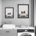 Sorbrozo Funny Bathroom Wall Art Black Frame Scene Of A Bear Sitting In A Bathtub With Bubbles Humorous Farmhouse Bathroom Decoration Frame Artwork 11x14 in