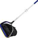 Poolvio Pool Deep Skimmer Net with 3ft - 10ft 1.0mm Thick Adjustable Aluminum Pole & Fine Mesh Bag Leaf Skimmer Rake Net for Above Ground & Inground Swimming Pools, Removes All Debris