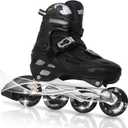 MammyGol Inline Skates for Boys and Girls Youth, 4 Size Adjustable Roller Skates with PU Flashing Wheels, Aggressive Inline Skates High Performance for Kids Age 6-12 (Silver)