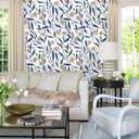 HAOKHOME Peel and Stick Wallpaper Boho Floral White/Navy/Tan Bathroom Wall Paper Stick on Contact Paper 17.3in x 32.8ft