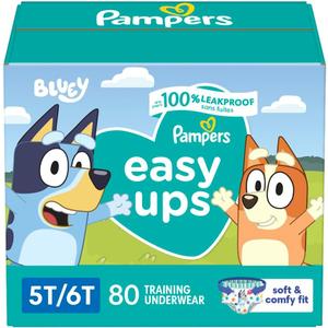 Pampers Training Pants - Easy Ups Boys & Girls Bluey - Size 5T-6T, 80 Count, Children's Potty Underwear