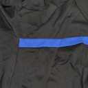 VFSHOW Women's Pleated Crew Neck Front Split Work Business Office Party Bodycon Pencil Sheath Dress (Large, Black and Blue)