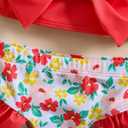 Baby Girl Swimsuit Infant Toddler Girl Bathing Suit Bikini Two Piece Swimwear with Hat (12-18 Months, Red Floral)