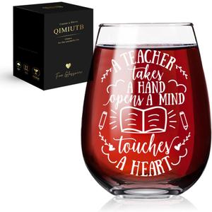Teacher Appreciation Gifts for Women Men Graduation,A Teacher Takes a Hand Open a Mind,Wine Glasses Gift for Professors Friends,Colleagues Coworker Birthday Gifts for Teacher's Day Retirement-154