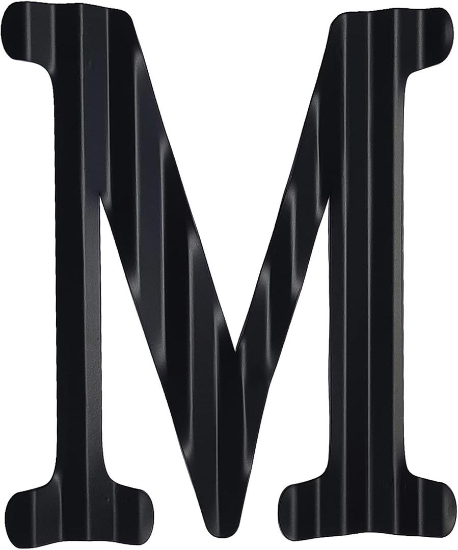 13.7" Metal Letters for Wall Decor, Corrugated Black Large 3D Letters, Decorative Farmhouse Hanging Alphabet Signs for Home Bedroom Office Wedding Party (M)
