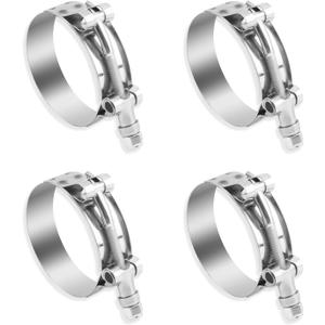 4PCS 2" T Bolt Hose Clamp Adjustable from 57-65mm,T Bolts Radiator Hose Clamps for Securing Various Hoses,Heavy Duty Hoses Clamps Car Accessories Suitable for 2" ID Pipes (2")