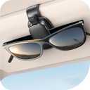 Sunglass Holder for Car, Chfeila Upgrade 360 Rotating & One-Hand Operation Magnetic Glasses Clip, Leather Sun Eyeglass Visor Organizer, Scratch-Free Eyewear Hanger for Car Accessories Gadgets - Black