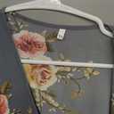 Women's Floral Print Puff Sleeve Kimono Cardigan Loose Cover Up Casual Blouse Tops (XXL, Aa Dark Grey)