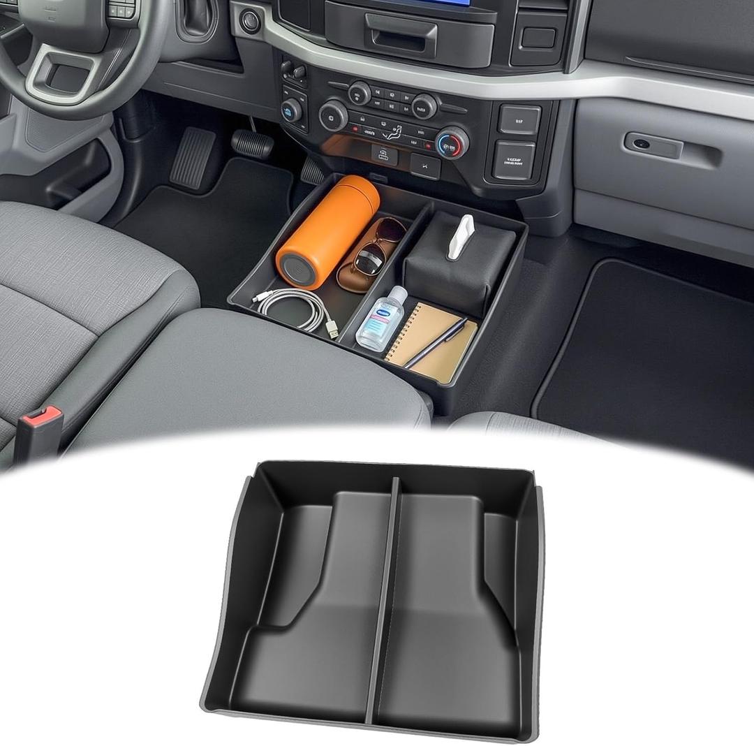 Bench Seat Floor Organizer Compatible 2015-2026 Ford F150&20172026 F250 F350 F450 Under Seat Storage Box Center Console Organizer Bin for F150 Accessories(F150 F250 Jump Seat)