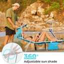 #WEJO 4-in-1 Tanning Chair with Face Hole and Side Table - 5-Position Face Down Folding Chaise Lounge with Canopy Shade & Cup Holder - Portable Heavy Duty Tanning Bed for Beach, Pool, Patio (Khaki)