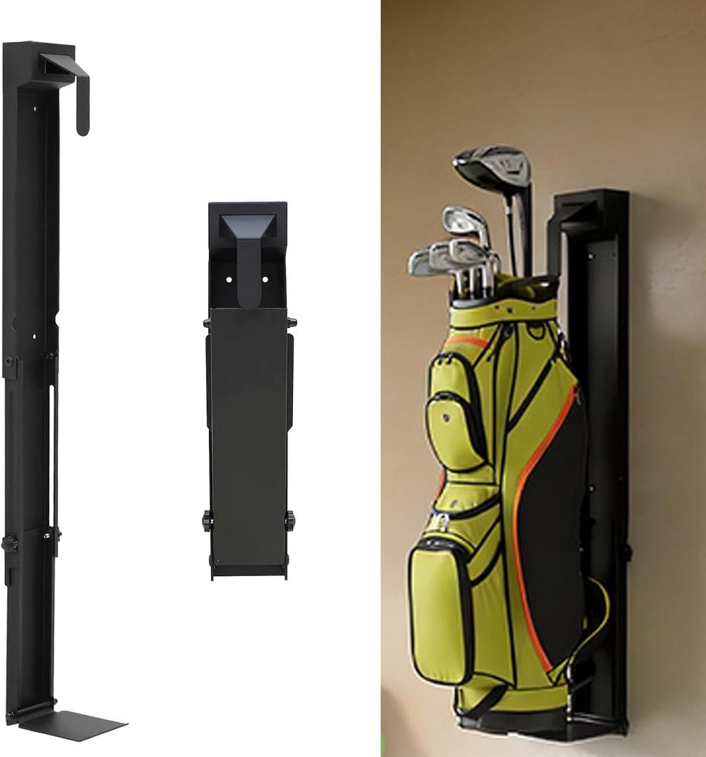 tonchean Golf Bag Storage Rack Wall Mount Golf Bag Holder for Garage Foldable Golf Bag Organizer for Garage, Golfing Clubs, Home, Basement, Space Saving, Easy Install & Use