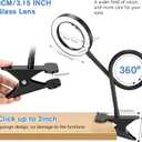 10X Magnifying Glass with Light, Clip on Magnifier with 3 Color Modes and 10 Level Dimmable, Flexible Gooseneck Clamp Magnifying Lamp for Reading Craft Sewing Repair Close Work Beauty