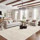 Art&Tuft Washable Rugs 9x12, Low Pile Area Rugs 9x12 Living Room - Non Slip and Stain Resistant Soft Thin Rug for Bedroom, Dining Room, Kitchen, Office, Beige