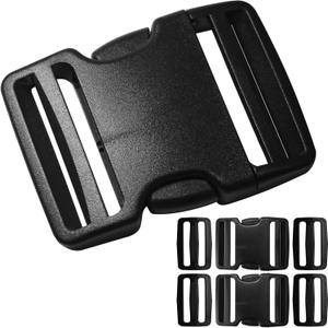 Buckles for 2 inch Wide Webbing Straps: Quick Side Release Buckle Clip 2 set and Tri-Glide Slide 2 pcs Fit 2" Nylon Web Belt, Plastic Snap Fastener Clip Heavy Duty Replacement Dual Adjustable