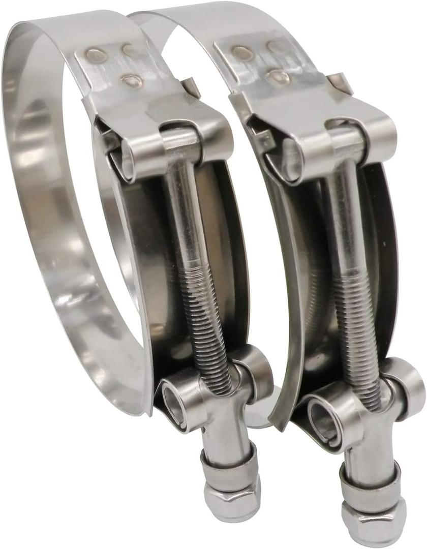 4" T Bolt Hose Clamp Stainless Steel - Working Range 108mm - 116mm for 4" I.D. Hose with 3mm - 6mm Wall Thickness, Roadformer T-bolt Hose Clamps Featured to Provide Reliable Sealing Force, 2 Pack