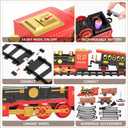 TEMI Train Set for Kids Toddlers 3-5, Train with Steam Engine, Cargo Car and Long Track, Rechargeable Battery Play Red Train Toys with Smoke, Light & Sounds, Gift for Boys & Girls 4-7 Years (Red-medium Size)