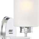 Kira Home Phoebe 8" Modern Wall Sconce/Vanity Light + Frosted Seeded Glass Shade, Chrome Finish