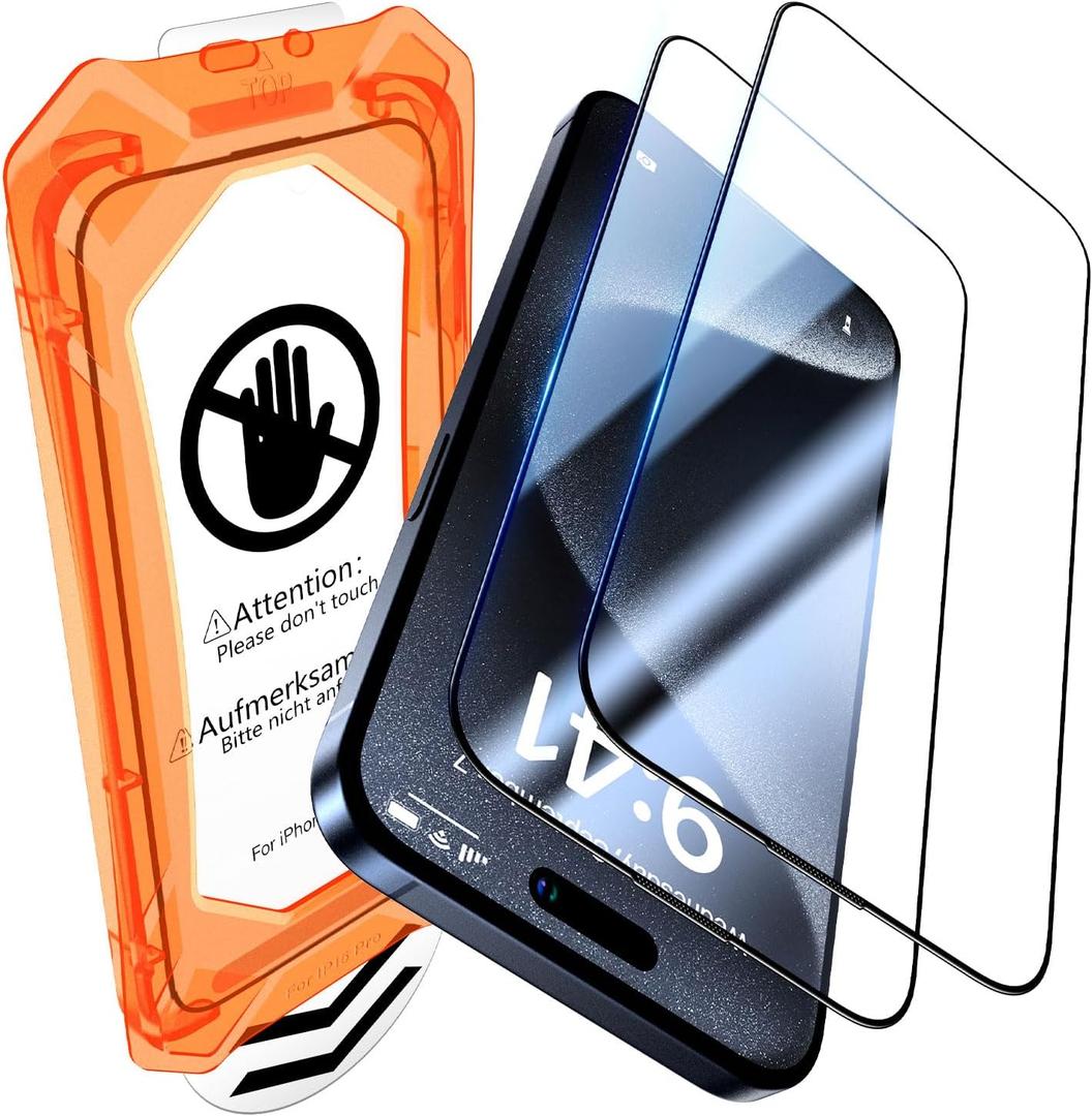 UniqueMe for iPhone 15 Pro Screen Protector - [Military Grade Shatterproof & 9H+ Hardness] Screen Protector 15 Pro Tempered Glass Full Coverage Protection, Easy Installation, 2 Packs