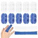 Nuanchu 20 Pcs Finger Bandage Finger Cots Protectors Tubular Breathable Bandage for Wound Care Cotton Fingertips Covers Disposable Cots for Thumb Sprains Gardening Fitness (White,Blue,23.6 Inch) (1 Count (Pack of 20))