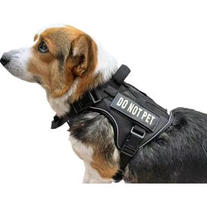 Tactical Dog Harness for Small and Medium Breeds, Air Dog Vest No Pull with Reflective Do Not Pet Patches, Breathable Dog Molle Vests for Training Walking Hunting Black