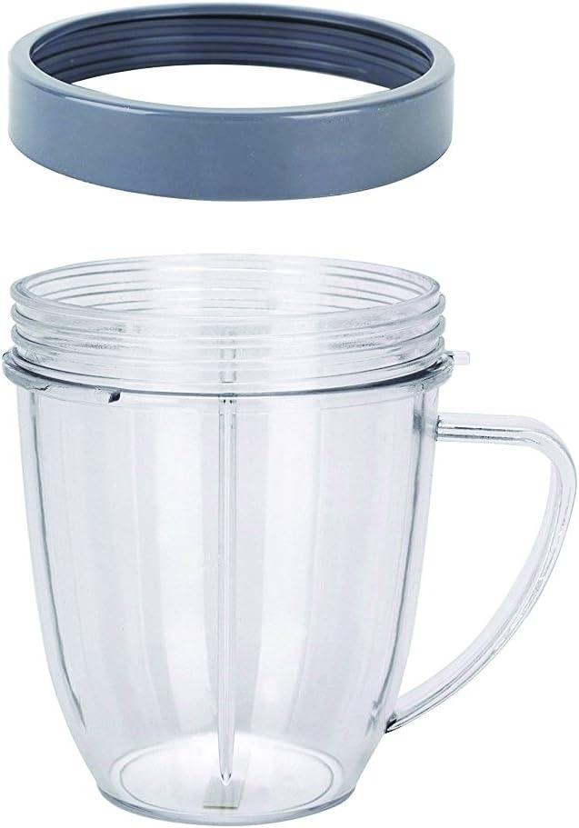 JOYSTAR 1 Pack 18 Ounce Short Capacity Replacement Cups with Comfort Handel and Screw off Lip Rings,compatible with NutriBullet blender 600W/900W/1000W/1200W Series