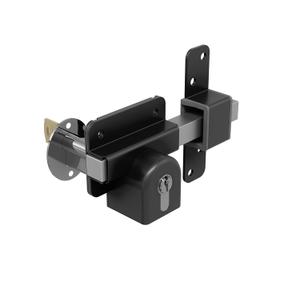 GateMate Long Throw Gate Lock 1490096, Euro Profile Keyed Both Sides Gate Lock for Sheds, Gates & Garage Doors, 316 Stainless Steel, for Wooden Gates & Doors Up to 2  Thick (70mm), Black, 5 Keys