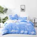 KAREVER Blue Cloud Comforter Set King Size Sky Blue Bedding Women 3 Pieces Soft Light Blue King Bed Blanket Set for All Season as Gift (King(104''* 90''))