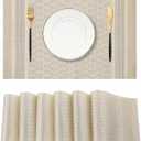 Leetaltree Stardust Yellow Placemats Set of 6 - Heat Resistant Non-Slip Place mats for Dining Table, Washable Durable PVC Vinyl Woven Table MatsStardust Yellow, 6