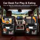 Rosynee Car Backseat Organizer with Foldable Table Tray - 11 Storage Pockets PU Leather Back Seat Organizer with Tablet Holder, Seat Back Protector for Kids Family Road Trip Travel Accessories (Beige)