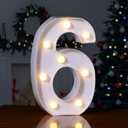 Foaky Decorative Led Marquee Light Up Number, Marquee Light Up Number Sign for Night Light Wedding Birthday Party Christmas Home Bar Decoration Number(6) (Warm)