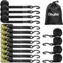 Ratchet Tie Down Strap 8-Pack 15 Ft - 500 lbs Load Cap with 1500 lbs Breaking Limit, Ohuhu Ratchet Tie Downs Logistic Cargo Straps for Moving Appliances, Motorcycle, Black