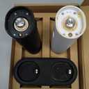 LARS NYSM Electric Salt and Pepper Grinder Set, USB Rechargeable, Automatic Salt and Pepper Mills, Spice Shakers Refillable with LED Light, Adjustable Coarseness, Ceramic Grinder (Black/White)