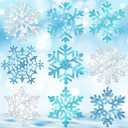 Snowflake Cutouts Winter Bulletin Board Decorations Wonderland Paper Cutouts Christmas Blue Silver Wall Decals with Glue Points for Classroom Home Holiday Winter Party Supplies