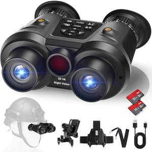 3D VR Night Vision Goggles,8K UHD Night Vision Binoculars for Adults, Auto Wake and Seamless 3D Integration Tech,Infrared Goggles, Rechargeable with 8K Photo & 4K Video,(64 TF Card)