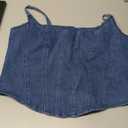 Imily Bela Womens Sleeveless Denim Vest Crop Tank Tops Spaghetti Straps Slim Fit Summer Cami Top (XX-Large, Blue)