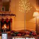 Lomotech Lighted Cherry Blossom Tree - 6Ft Artificial Tree with 8 Modes Timer for Indoor Outdoor Party Holiday Christmas Decorations (Warm White)