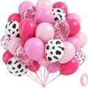 60pcs Cowgirl Balloons, Hot Pink Light Pink Confetti Cow Print Latex Balloons for Farm Cowgirl Bridal Shower Bachelorette Birthday Party Decorations