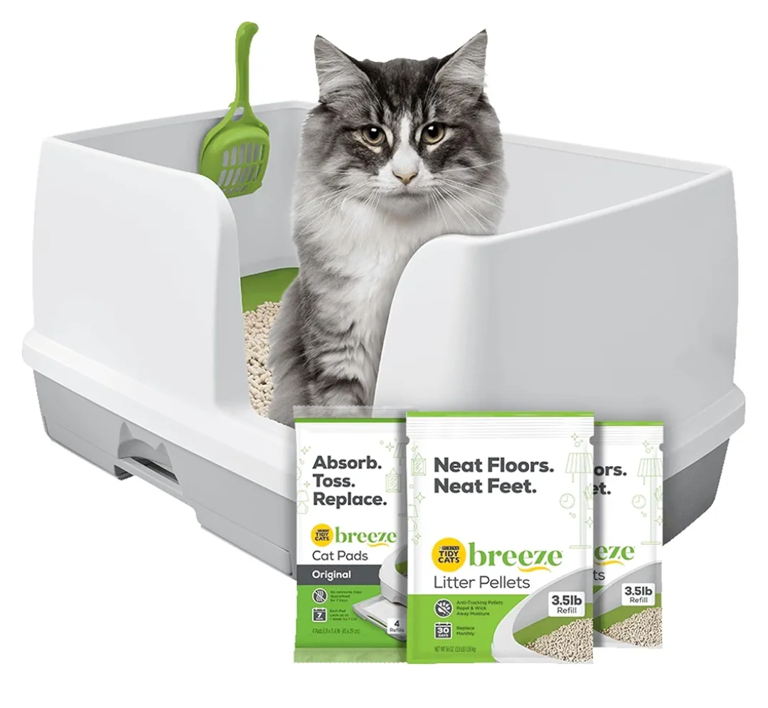 Purina Tidy Cats Non Clumping Litter System, Breeze XL All-in-One Odor Control & Easy Clean Multi Cat Box - 18 lb. Box, Some Scratches, Like New