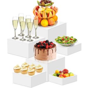 6Pcs Buffet Risers and Stands for Buffet Table, 10 Inc Large White Acrylic Food Risers Display Stands for Party Catering Desset Collectibles -M, 5678910 Inc