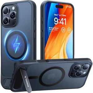 TORRAS Strong Magnetic & Seamless Stand for iPhone 16 Pro Max Case, Fit for MagSafe, Military Grade Drop Protection, Adjustable Kickstand Phone Case for iPhone 16 Pro Max, Slim Frosted Matte Black